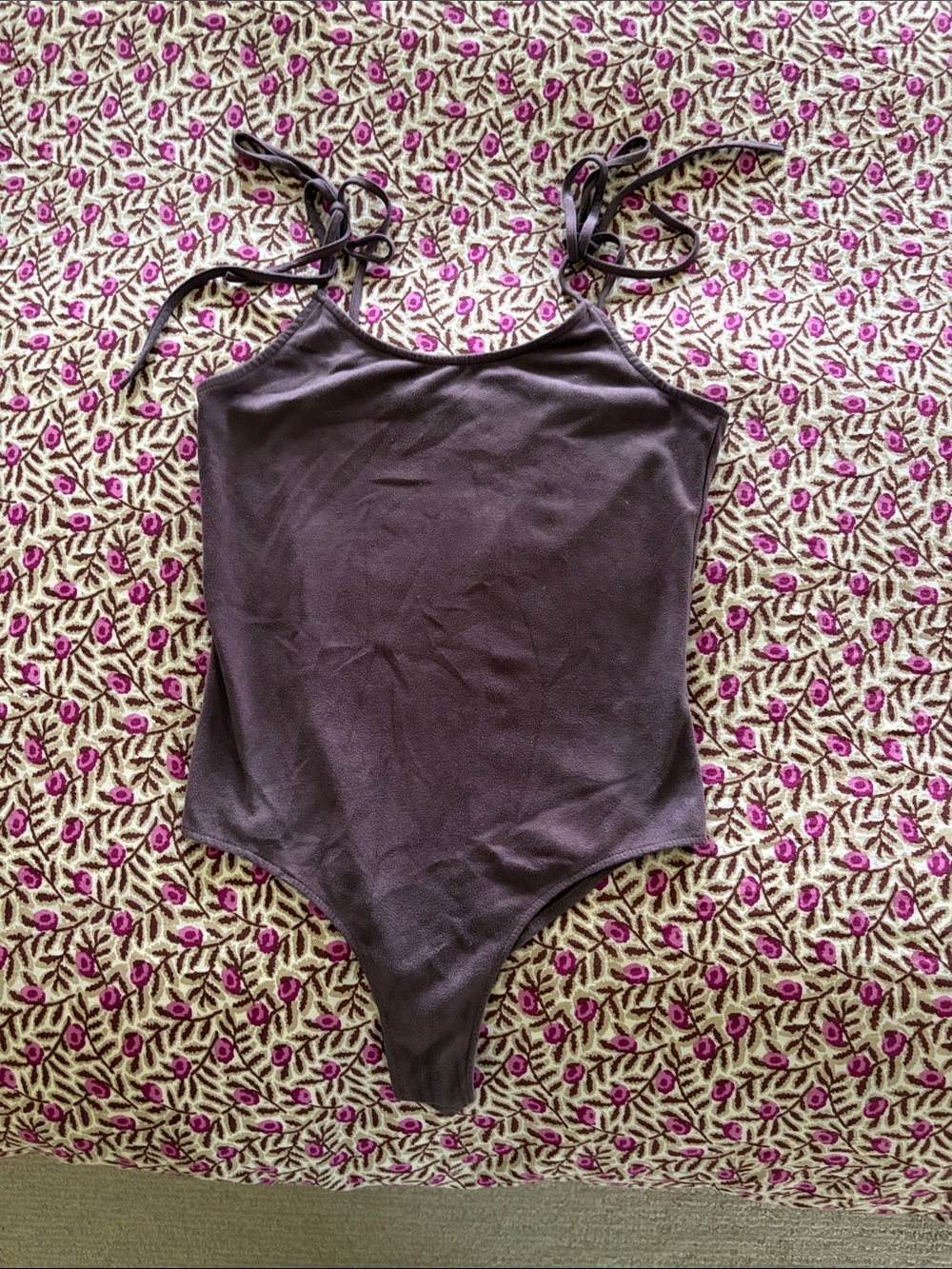 Me to We Brown Tie-Shoulder Bodysuit